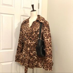 (Size L) INC Leopard Trench Coat